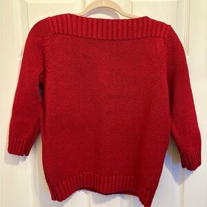 VINTAGE LAUREN RL GREEN LABEL, RICH RED SWEATER BOAT NECK 3/4 SLEEVE MED=SMALL